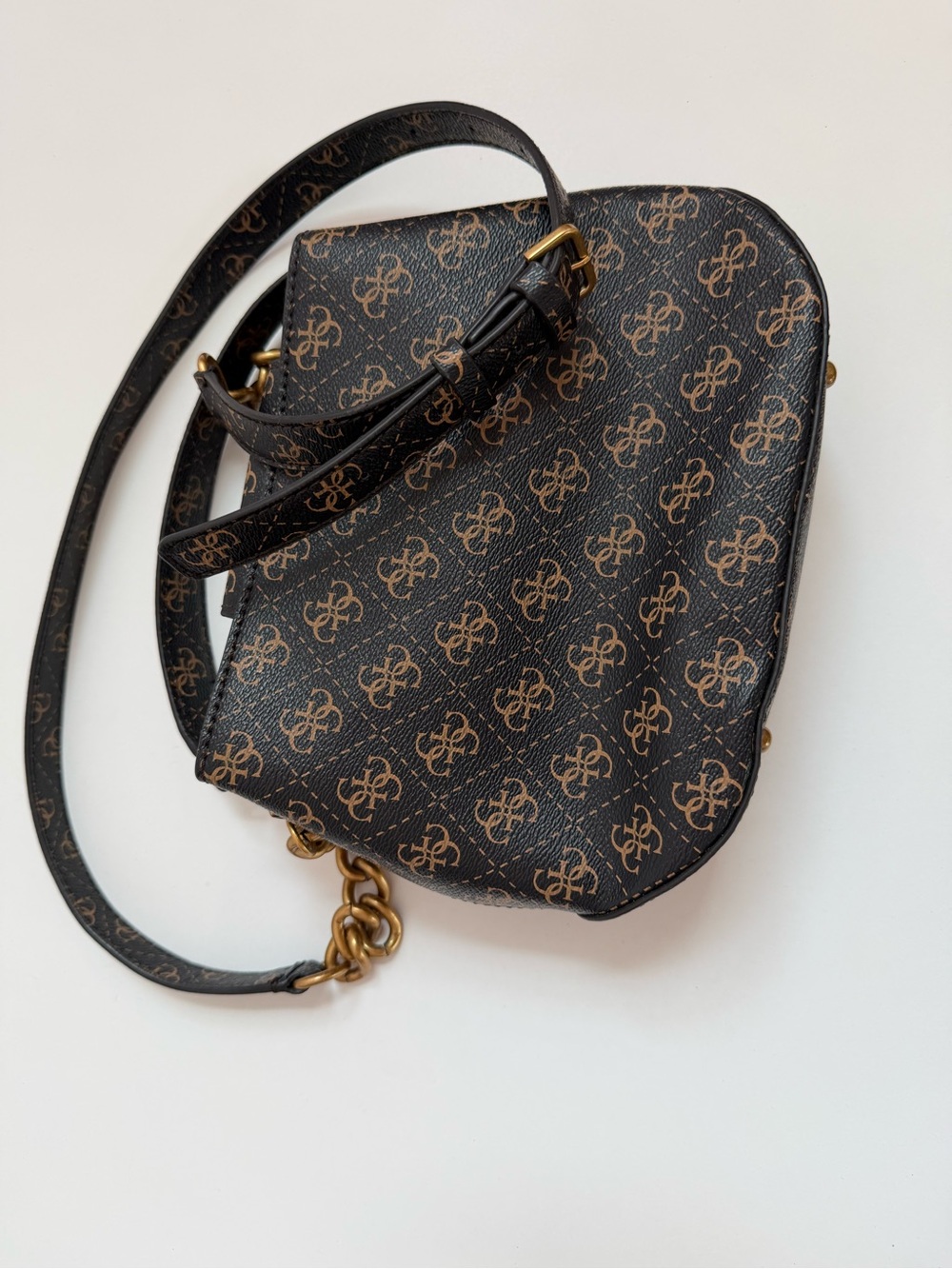 Guess Black and Brown Logo Crossbody Bag
